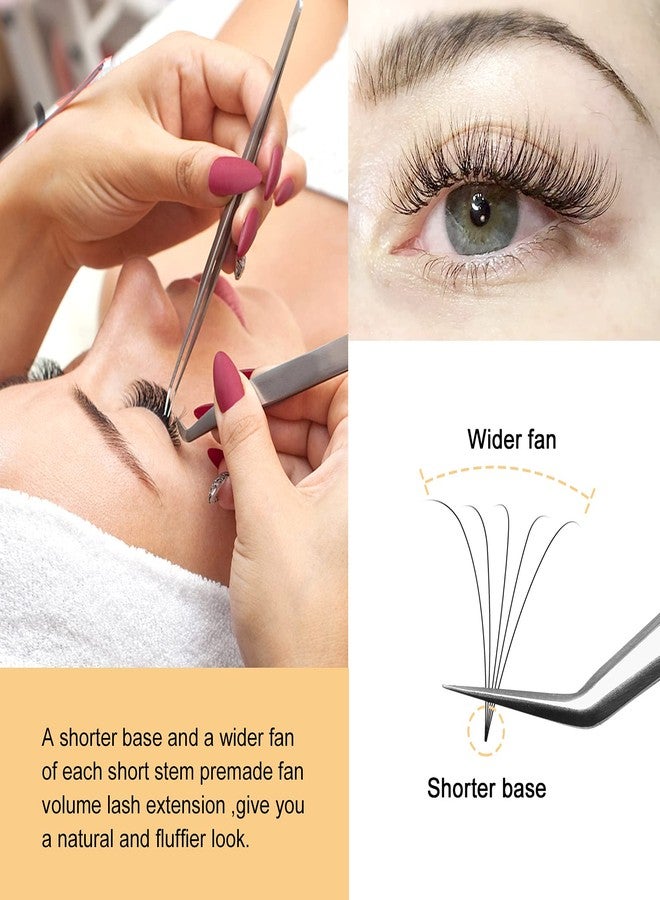 QUEWEL Premade Lash Fans, 5D Premade Fans Eyelash Extensions 0.10mm Thickness C Curl 13mm Volume Lash Extensions Short Stem Pre Made Fans Eyelash Extensions(5D 0.10C 13mm) - Image 5